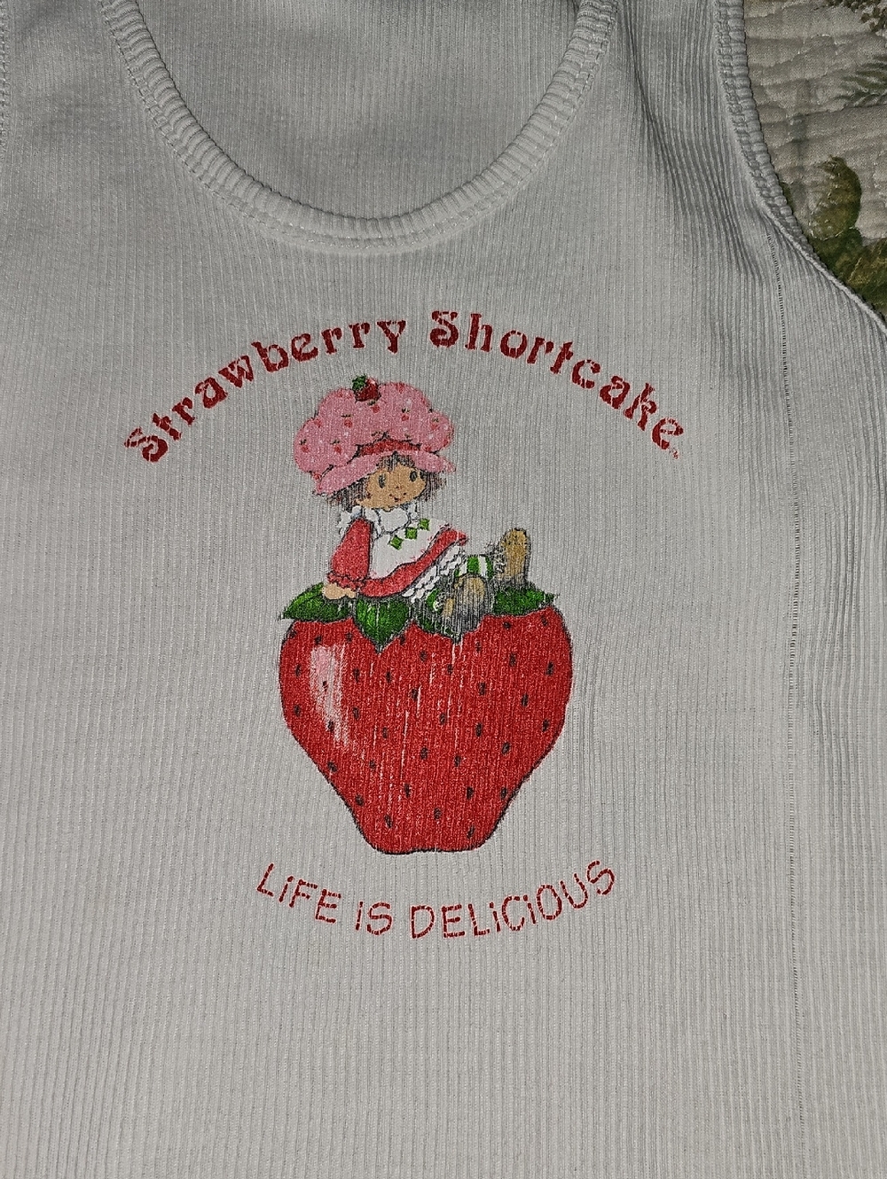 Y2k 2002 Strawberry Shortcake White Ribbed Tank - M
